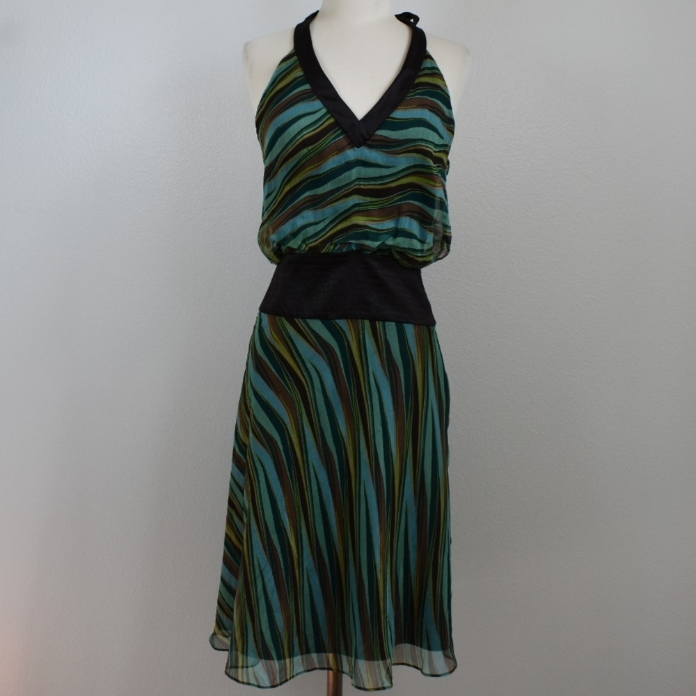 Laundry By Shelli Segal Y2K Silk Halter Dress - Picture 3 of 7
